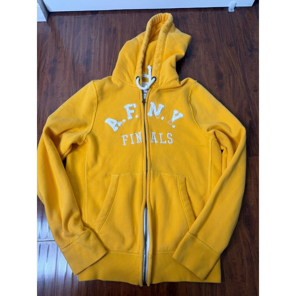 Vintage Y2K Abercrombie & Fitch Hoodie Men SZ XXL Yellow Full Zip Muscle L/S